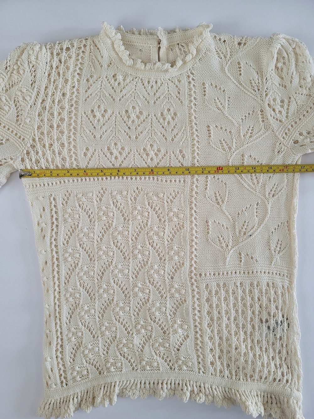 Zimmermann Ivory Lace Knit Top XS Short Sleeve Cotton Blouse Romantic Boho - Picture 5 of 6